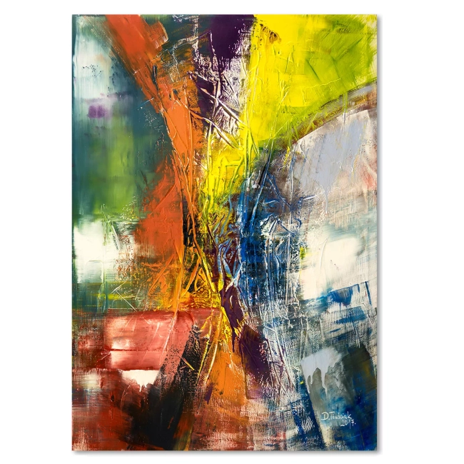 Obraz pionowy na płótnie Abstrakcja Kolorów jak malowany - NA WYMIAR
